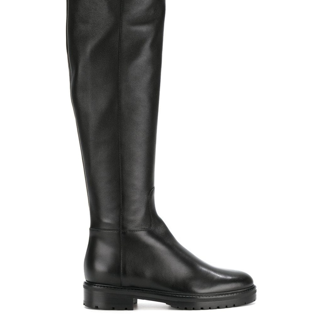 Black Leather Knee Boot